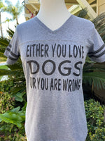 Either You Love Dogs Granite Heather Football Tee With Black