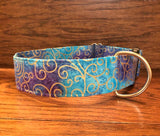 Purple/Turquoise Batik Collar With Gold Scroll